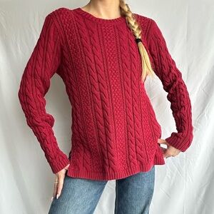 Vintage Red Cable Knit Sweater